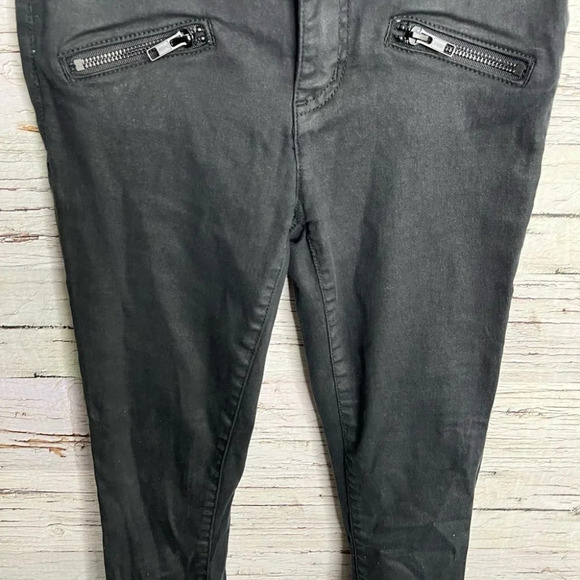 Current Elliott Black Soho Zip  Stiletto Faux Leather Coated Jeans size 25 - Picture 3 of 10